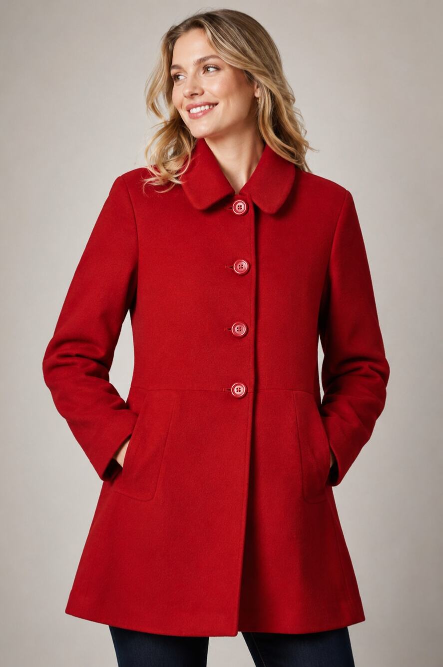 Jonathan Martin VTG SZ 16 Red Wool Blend Pea Coat (Runs Small Fits Like 12)